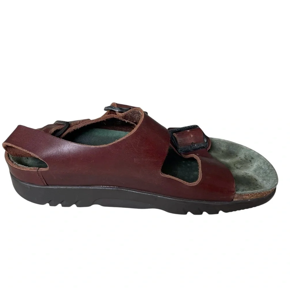 MEPHISTO Zeus Unisex Cork Leather Sandals Dark Brown 40